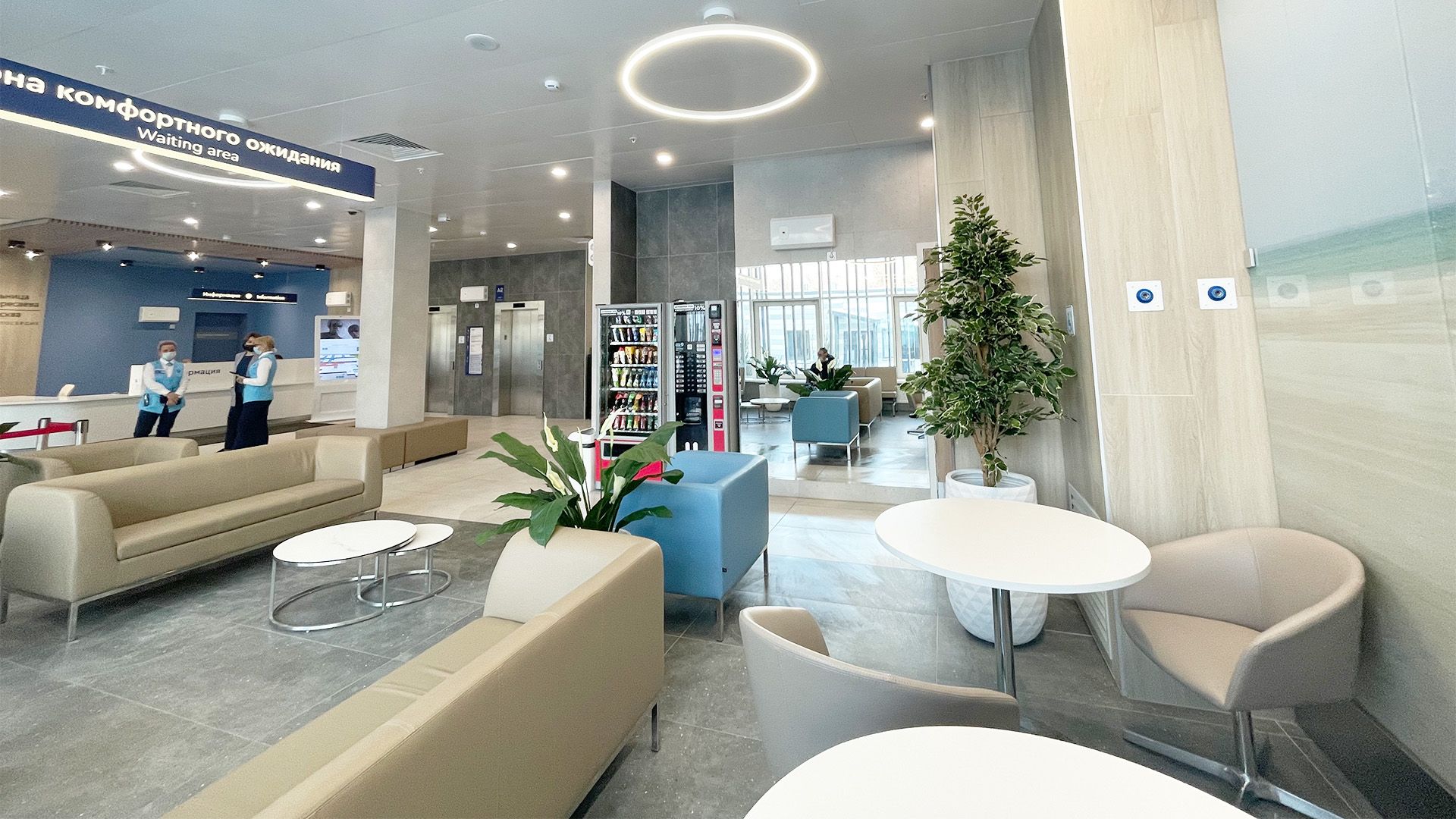 Waiting area inside Veresaev Hospital with comfortable seating